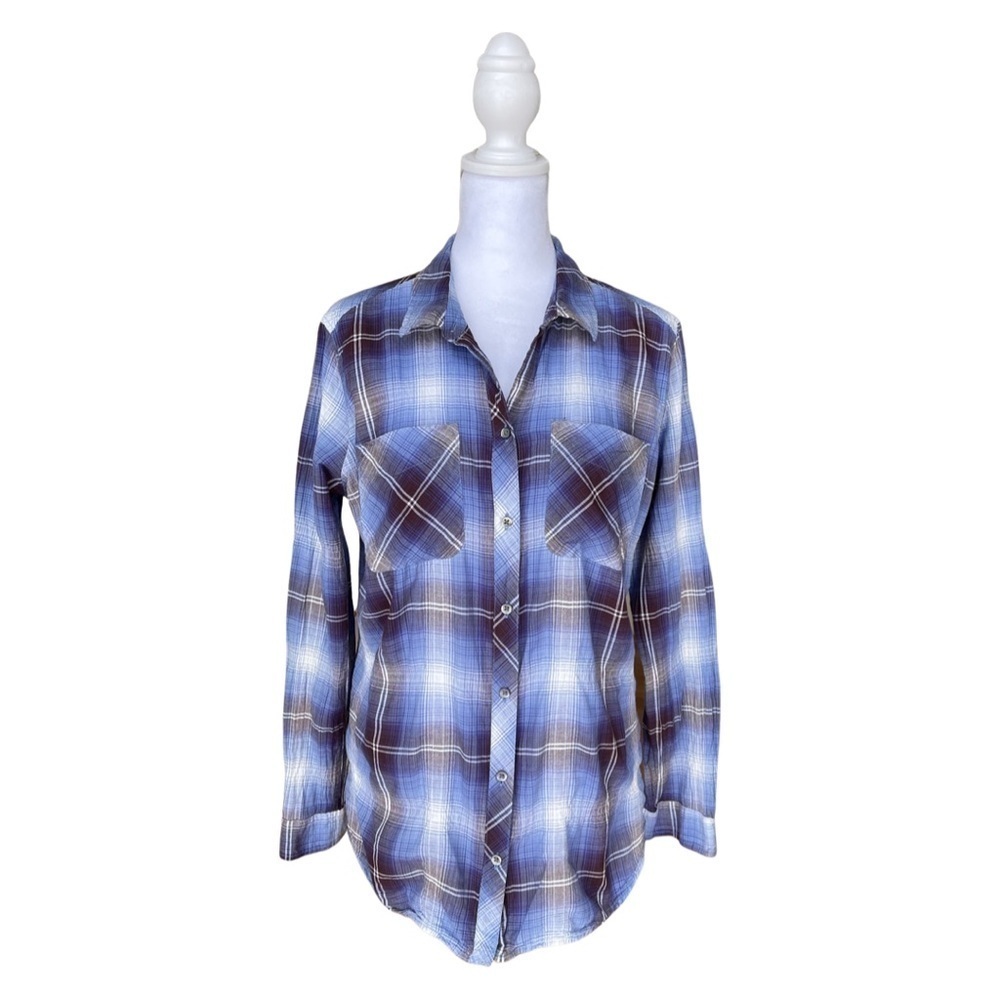 Eddie Bauer Womens 99% Cotton Button Down Plaid Shirt Size Large